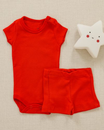 Conjunto Bebê Body e Shorts Vermelho