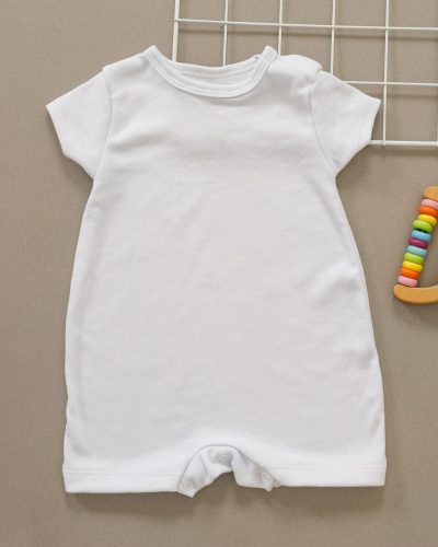 Macacão Romper Bebê Verão Suedine Meu Pedacinho Básico Branco
