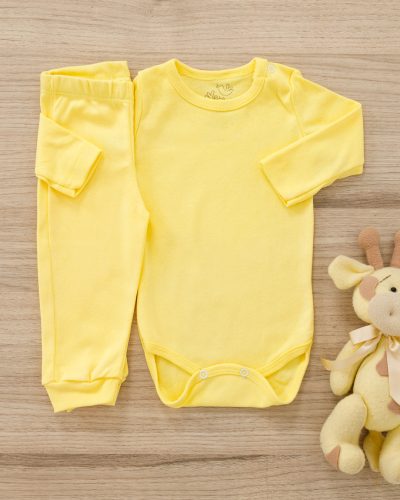 Conjunto Pagão Bebê Body e Calça Básico Amarelo