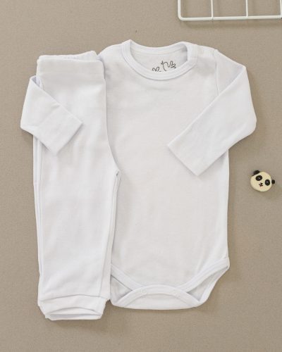 Conjunto Pagão Bebê Body e Calça Suedine Branco