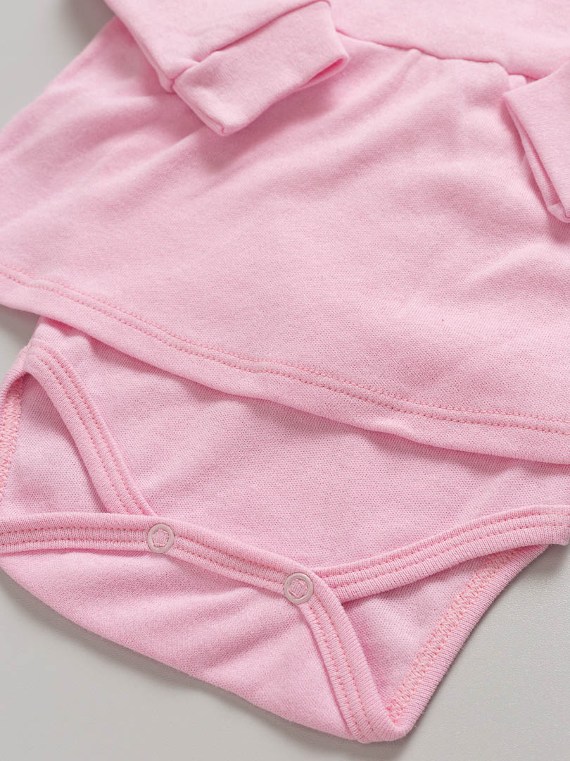 Body Bebê Manga Longa Suedine Flores Rosa - Imagem 3