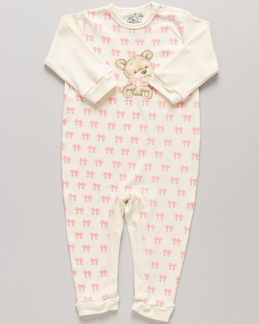 Macacão Bebê Suedine Meu Pedacinho Ursinha