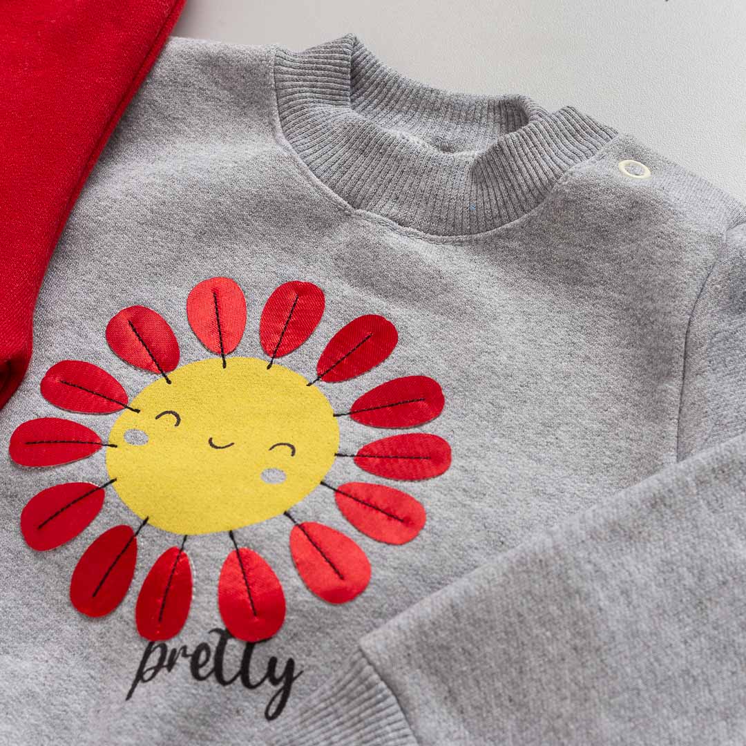 Conjunto Infantil Moletom Flor Mescla - Imagem 2