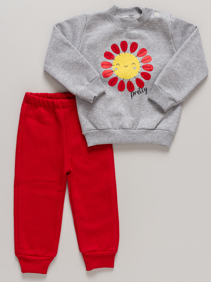 Conjunto Infantil Moletom Flor Mescla