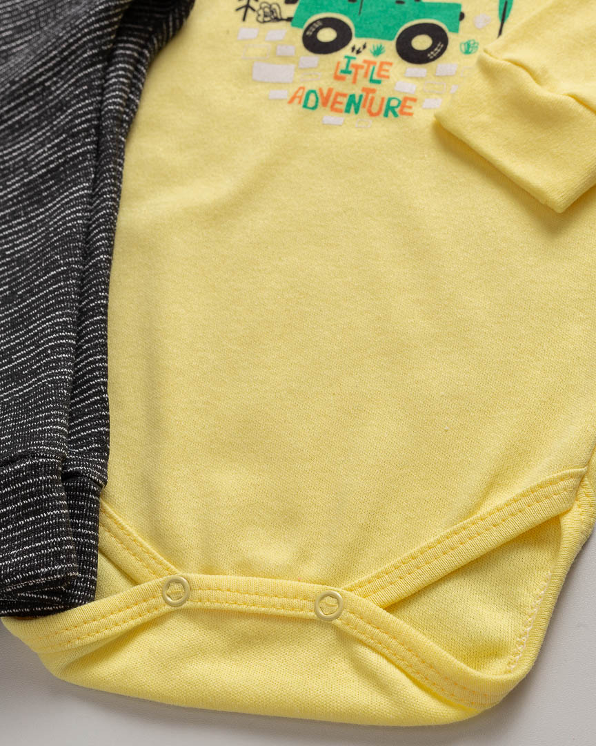 Conjunto Bebê Body e Calça Carrinho Amarelo - Image 3