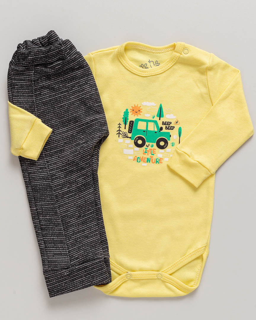 Conjunto Bebê Body e Calça Carrinho Amarelo - Image 4