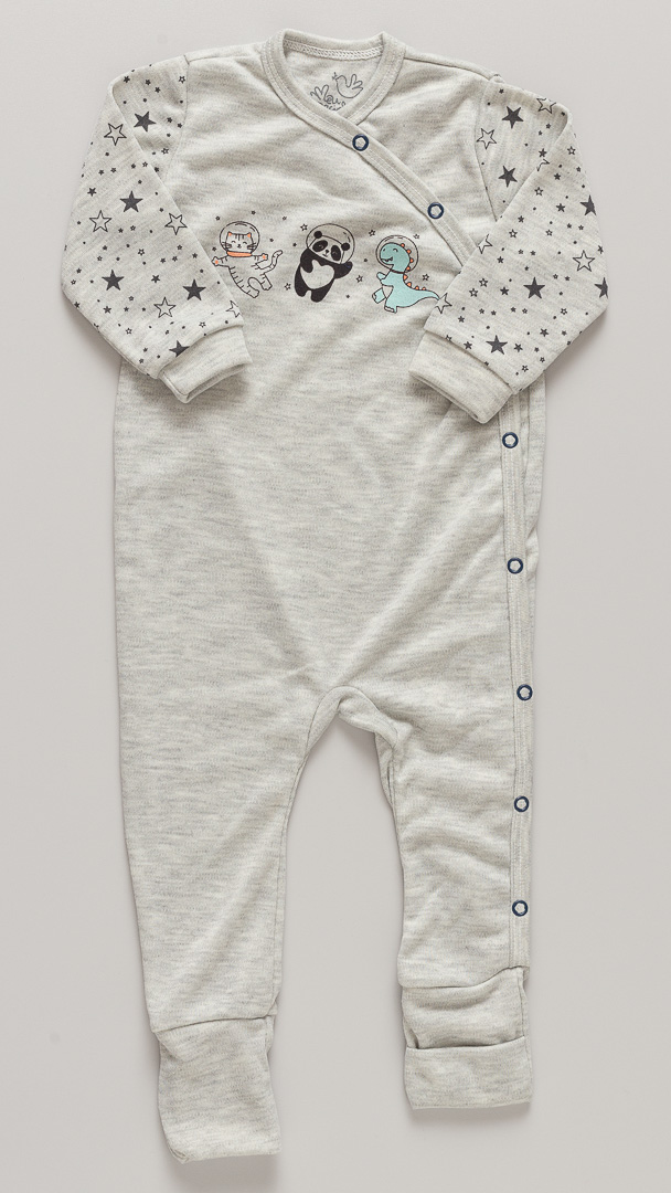 Macacão Bebê  Suedine Astronautas Mescla
