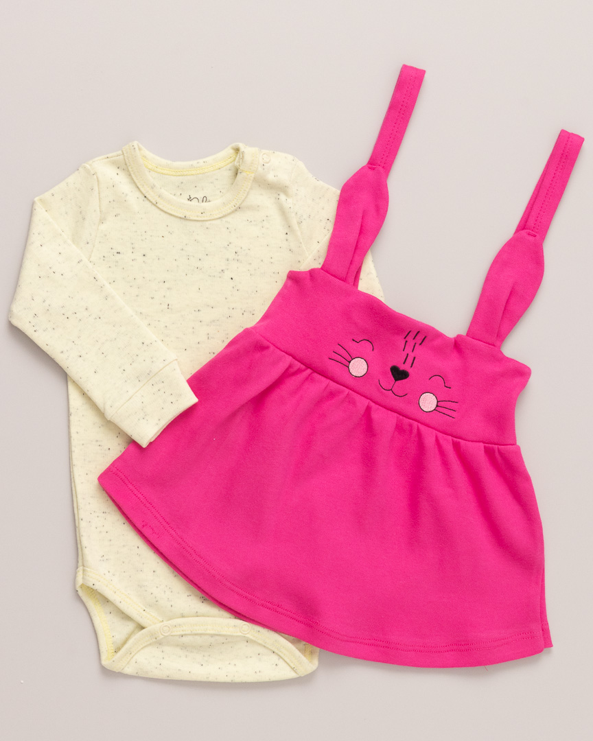 Conjunto Bebê Body e Jardineira Coelhinha