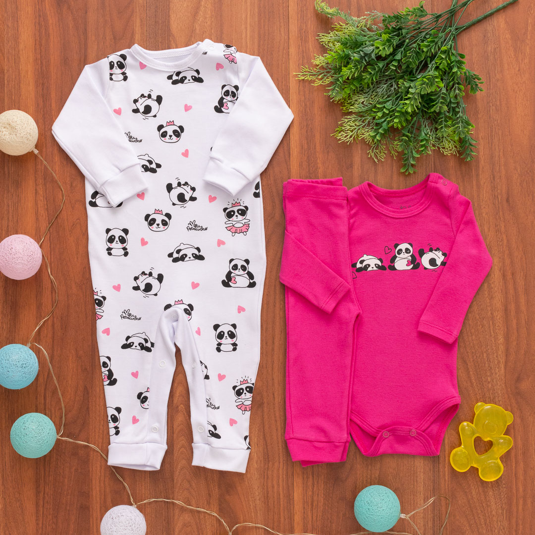 Kit Bebê 3 Peças Inverno Panda Pink - Imagem 2