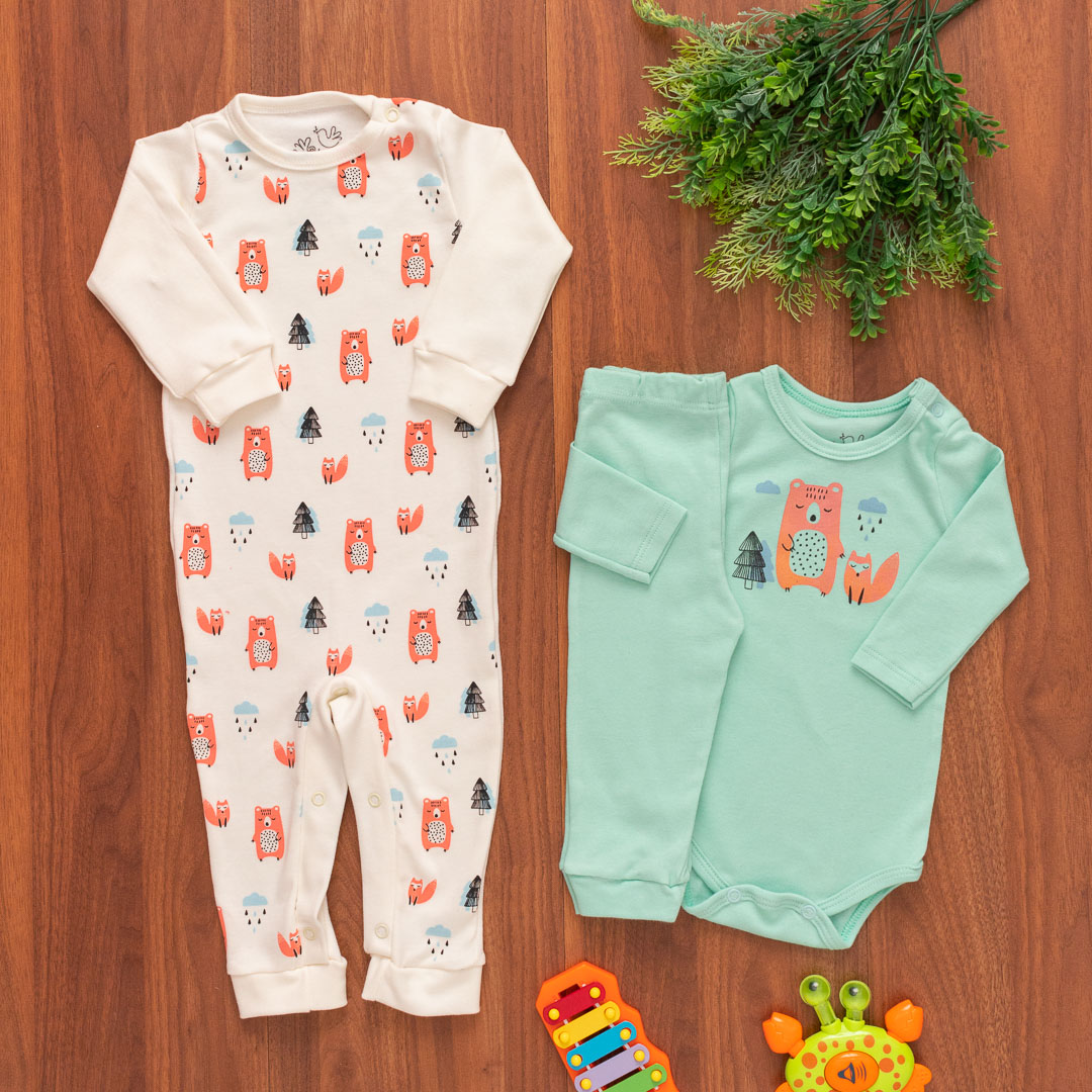 Kit Bebê 3 Peças Inverno Ursos Verde Menta - Imagem 2