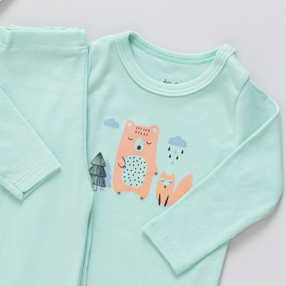 Kit Bebê 3 Peças Inverno Ursos Verde Menta - Imagem 4