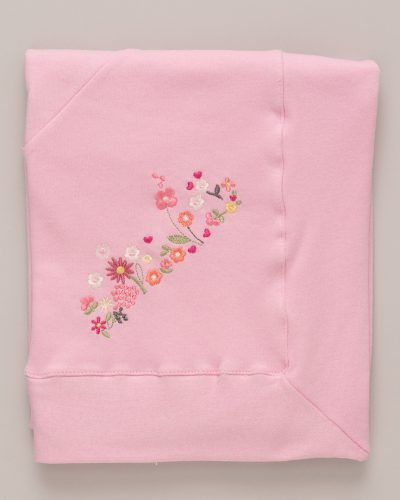 Manta Suedine Meu Pedacinho Flores Rosa