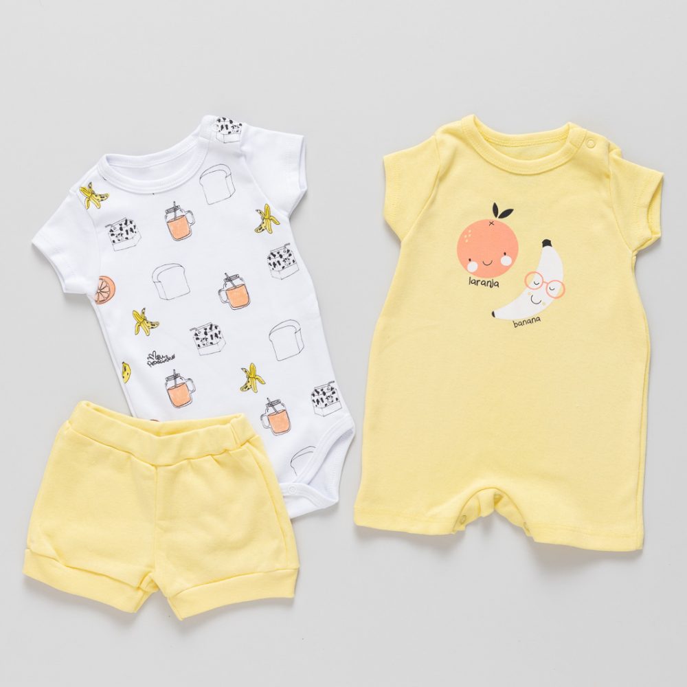 Conjunto Bebê Body e Calça Suedine Meu Pedacinho Frutas