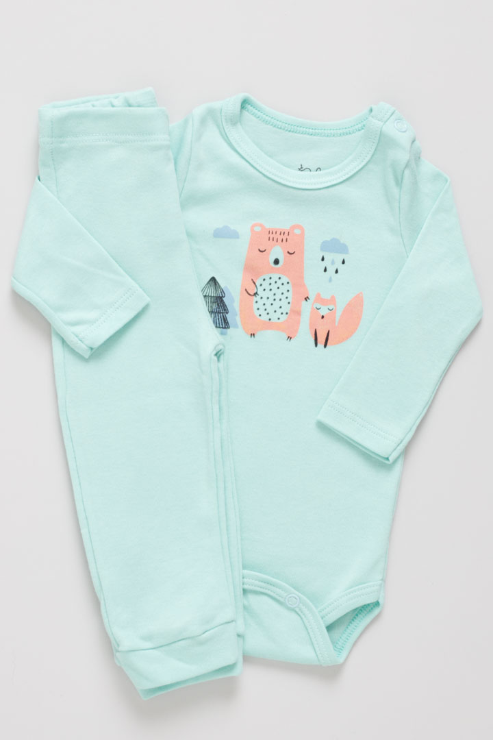 Kit Bebê 3 Peças Inverno Ursos Verde Menta - Imagem 3