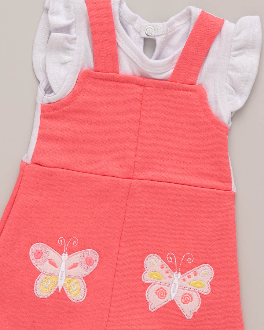 Body Vestido Bebê Borboleta Moletinho Rosa Neon - Image 2