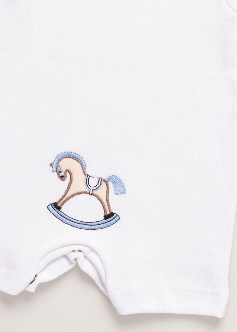 Macacão Bebê Verão Suedine Brinquedos Branco - Imagem 3