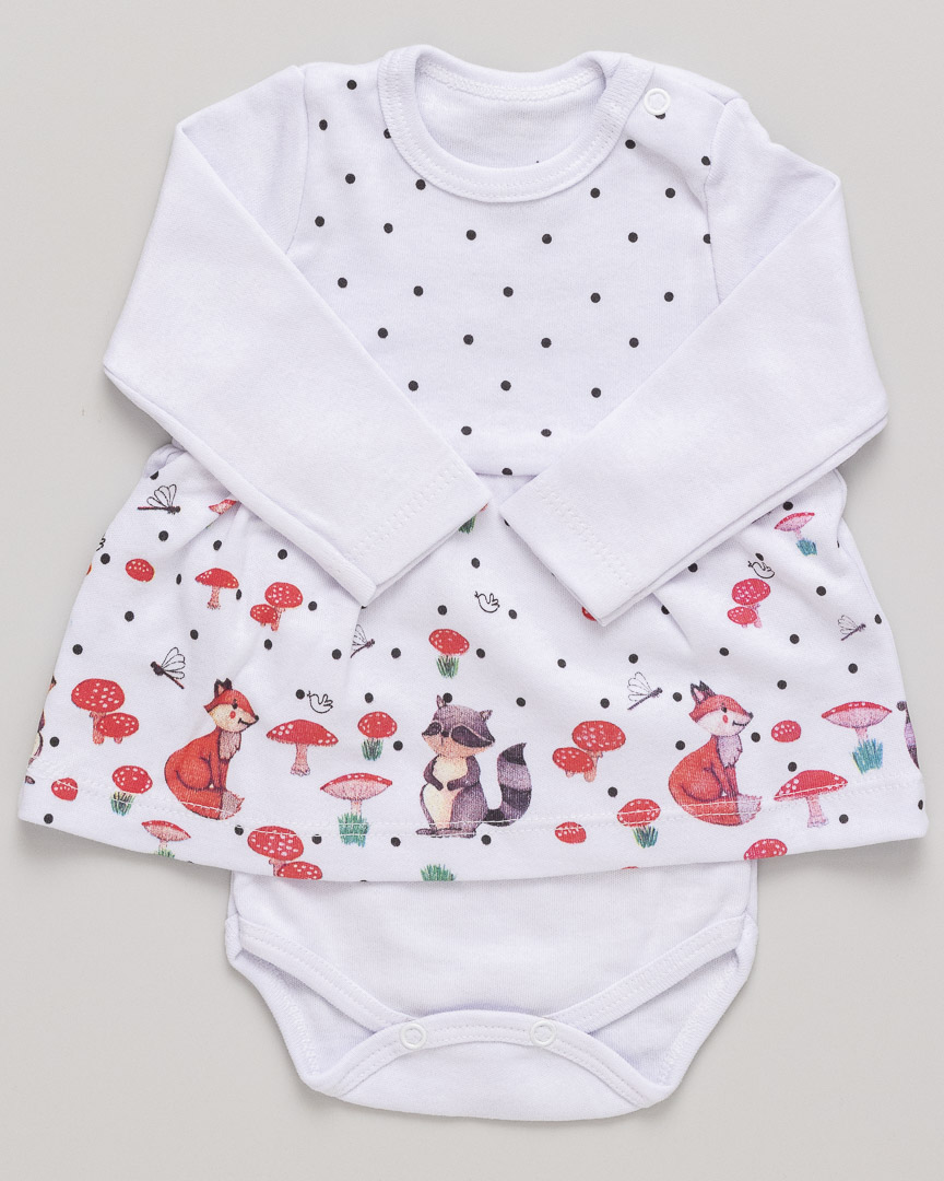 Body Bebê Vestido Bosque Encantado Branco