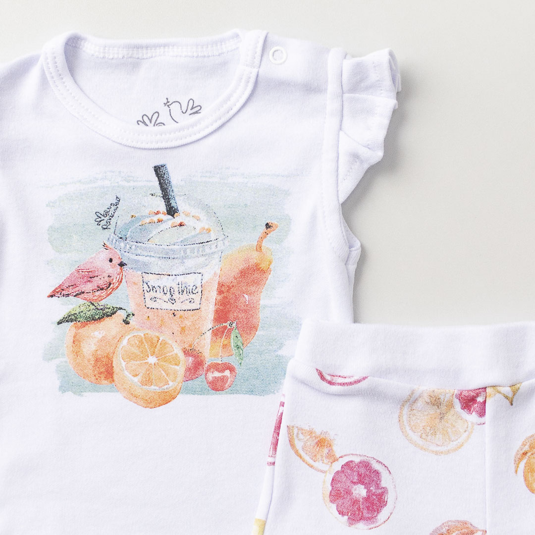 Conjunto Blusa Manga Curta e Shorts Suquinho Branco - Imagem 2