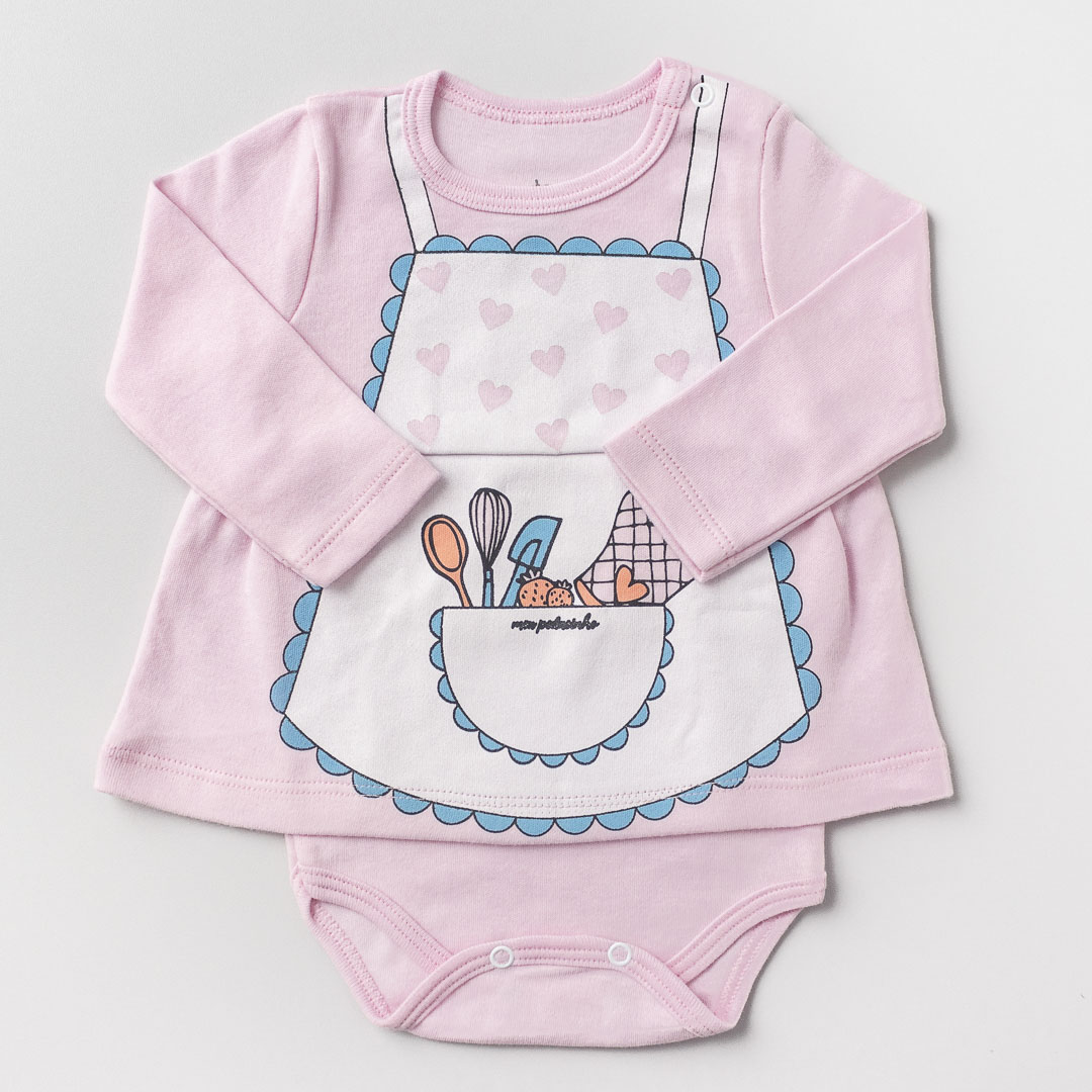 Body Bebê Vestido Confeiteira Rosa