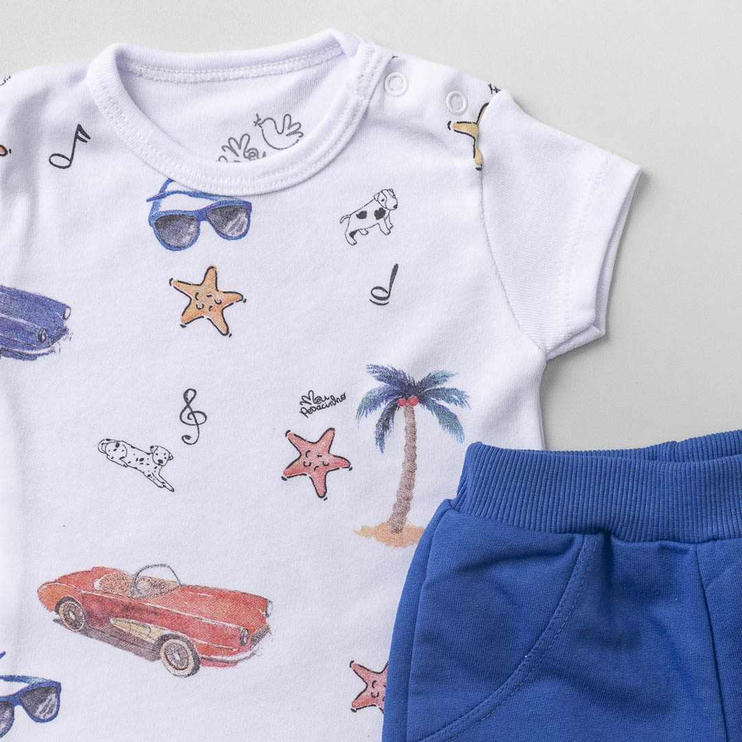 Conjunto Bebê Estiloso Blusa com shorts de Moletinho Praia - Imagem 2