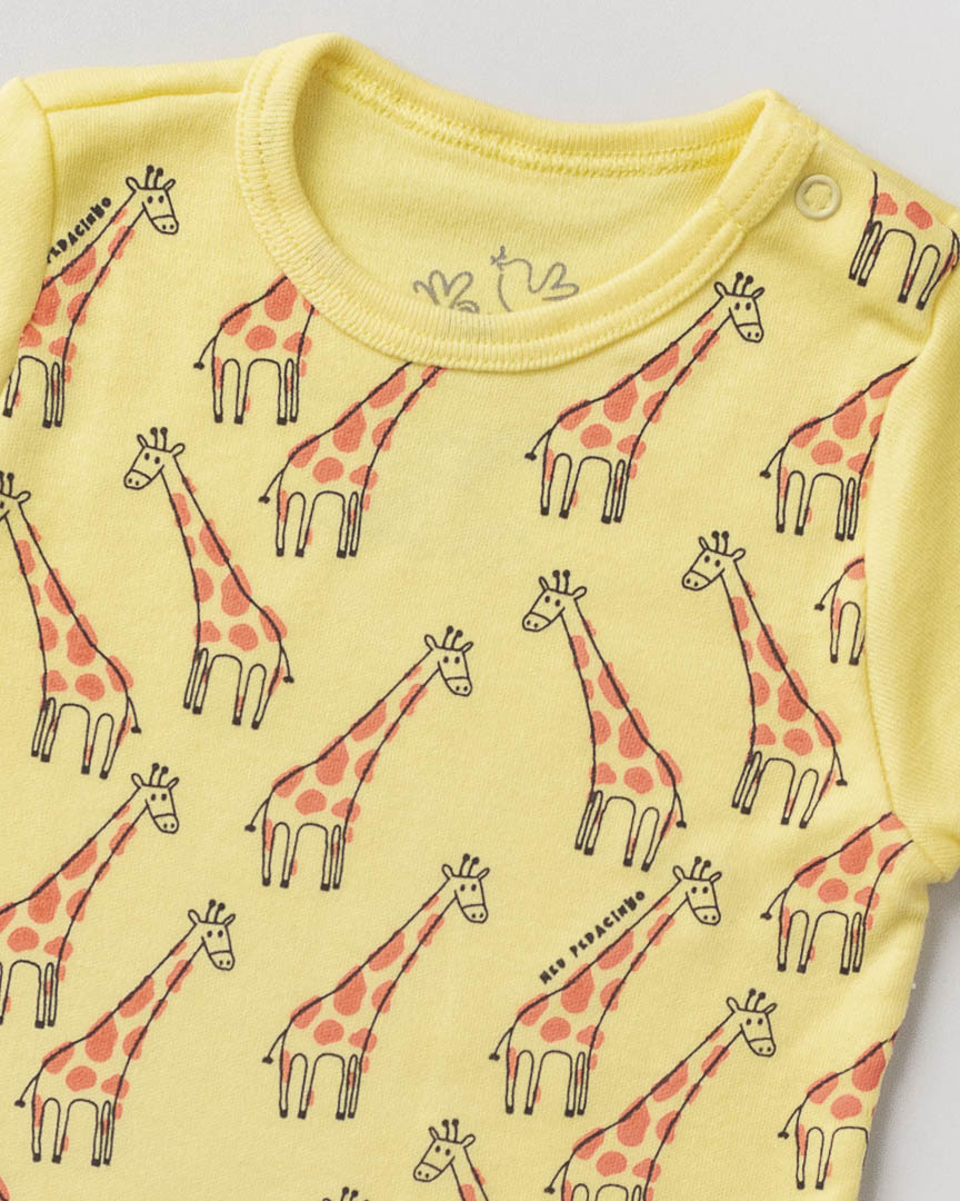 Body Bebê  manga curta Girafa Meu Pedacinho Amarelo - Image 2