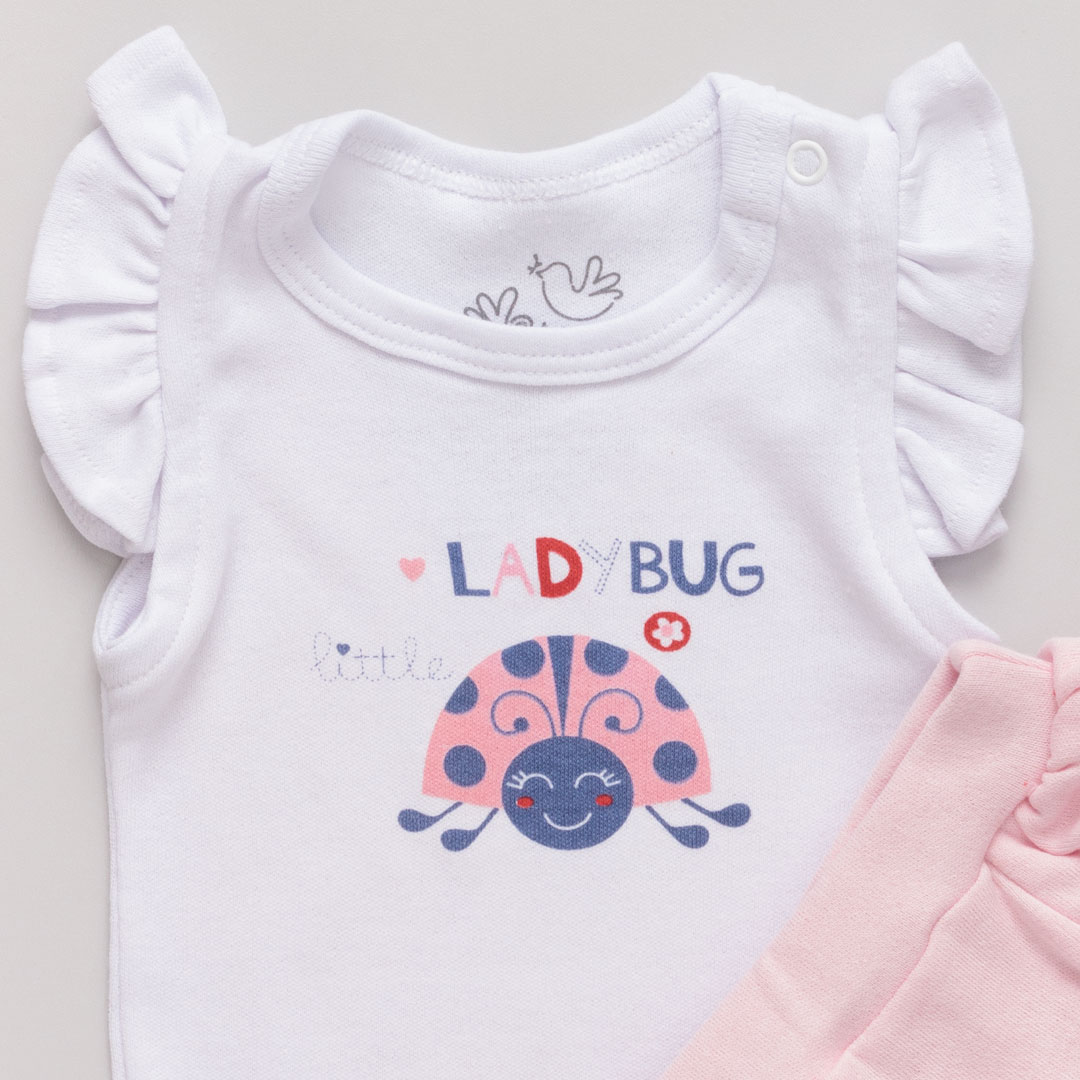 Conjunto Bebê Body e Shorts Joaninha Branco - Imagem 2