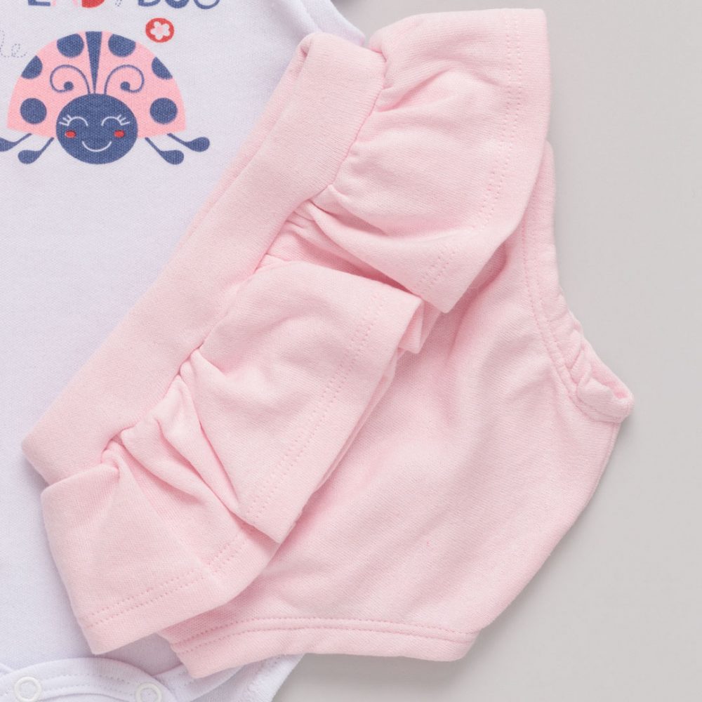 Conjunto Bebê Body e Shorts Joaninha Branco - Image 3