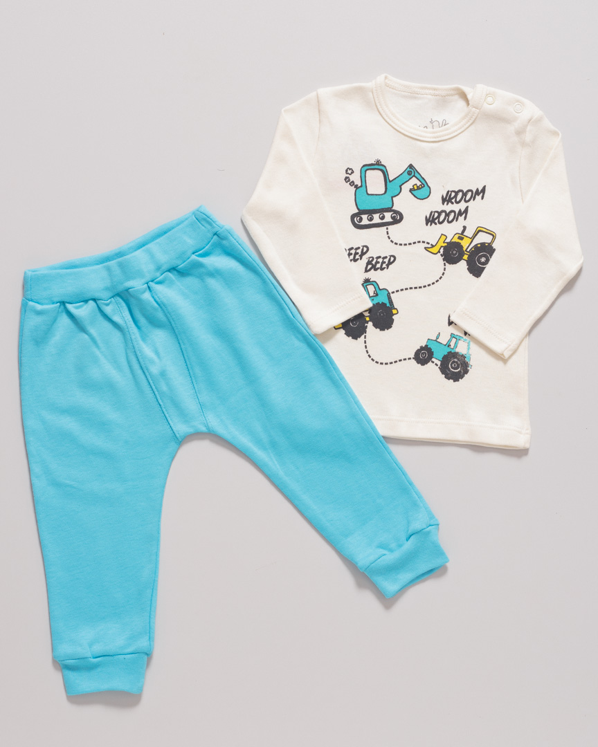 Conjunto Blusa Manga Longa e Calça Trator Off White