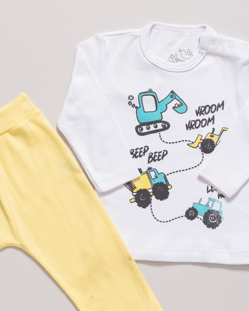 Conjunto Blusa Manga Longa e Calça Trator Branco - Imagem 3