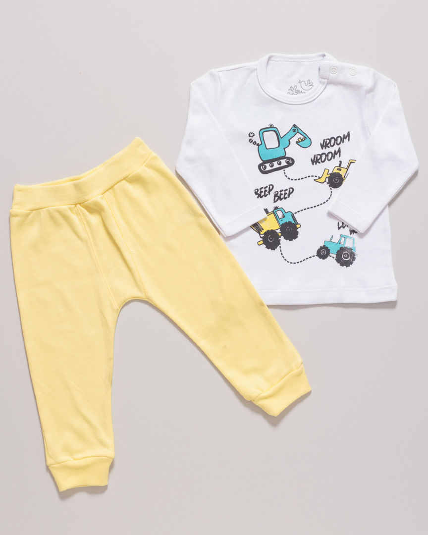 Conjunto Blusa Manga Longa e Calça Trator Branco