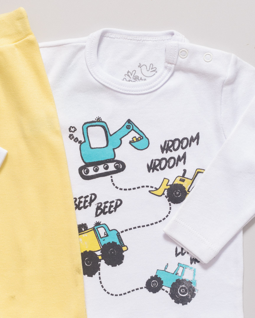 Conjunto Blusa Manga Longa e Calça Trator Branco - Imagem 2