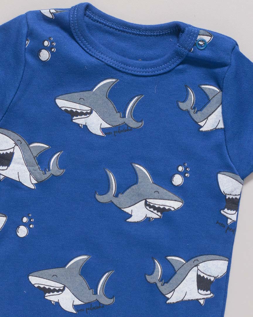 Body Manga Curta Tubarão Azul Bic - Imagem 2