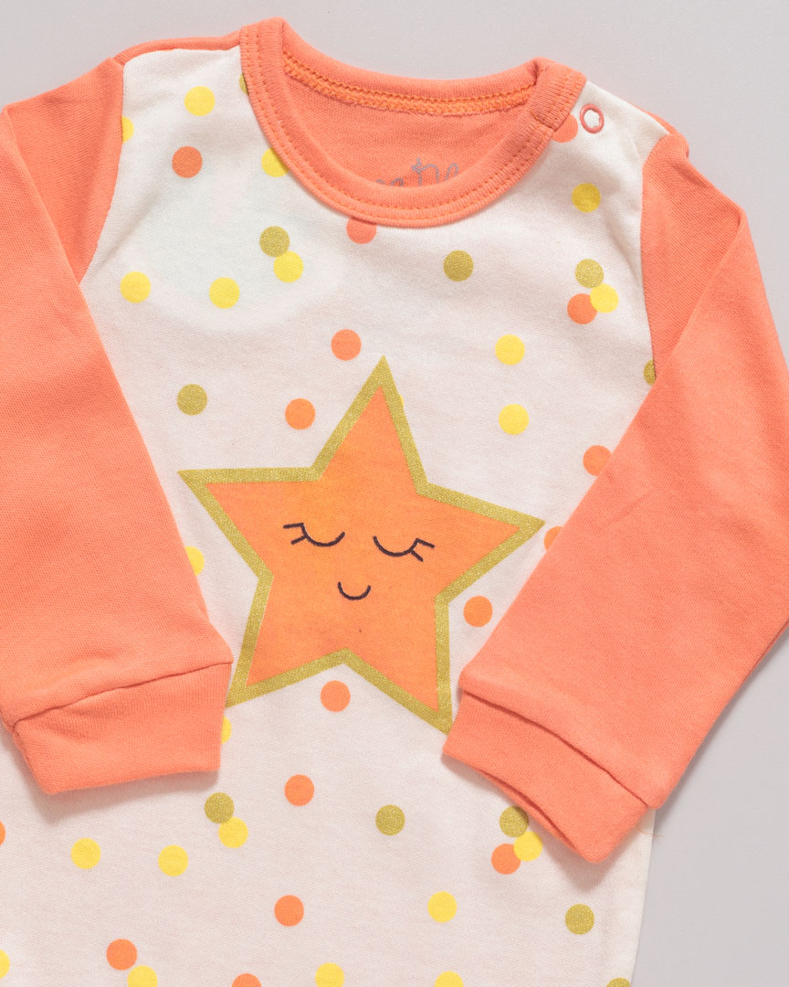 Conjunto body manga longa Estrelinha Salmão - Imagem 2