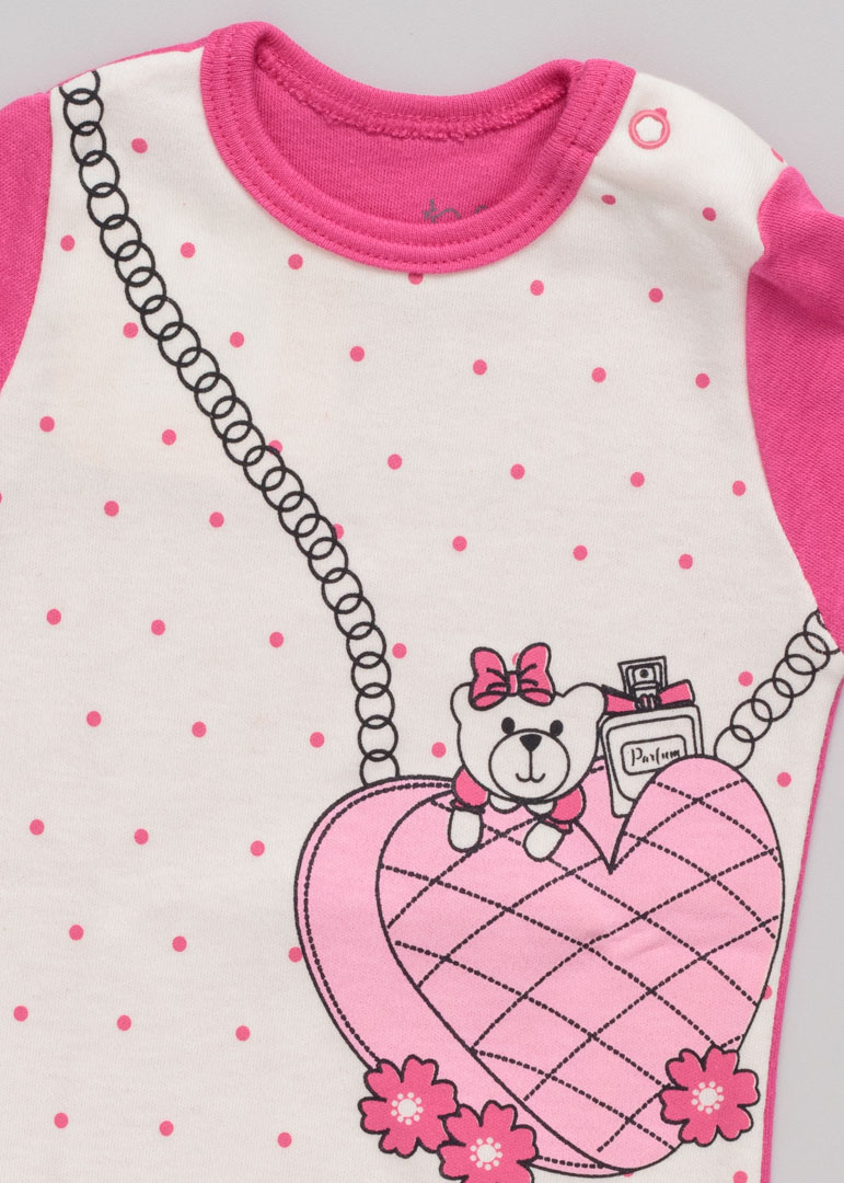 Body Bebê Manga Curta Menina Bolsinha Pink - Imagem 2