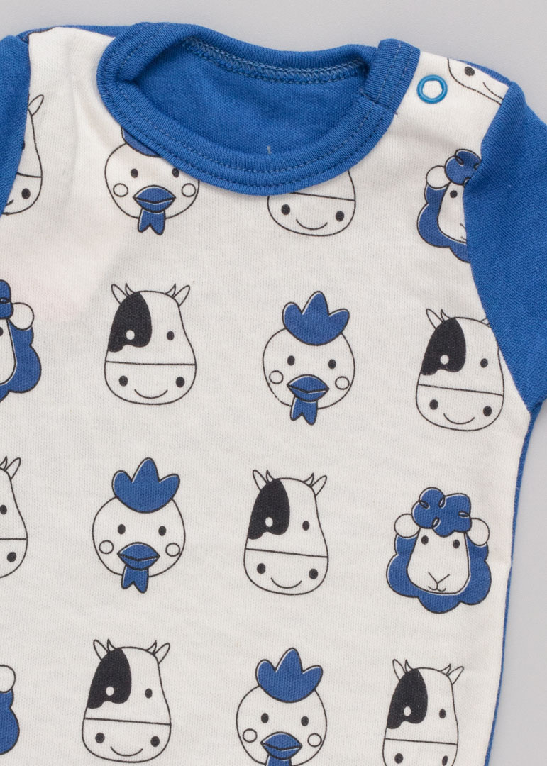 Body Bebê Manga Curta Fazendinha Azul Bic - Imagem 2