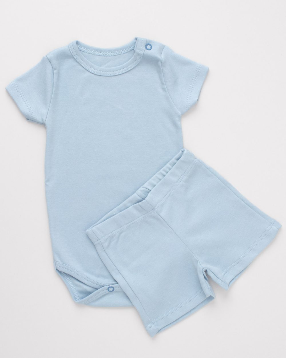 Conjunto Bebê Body e Shorts Suedine Básico Azul