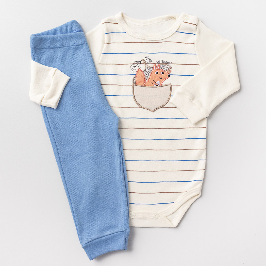 Conjunto Body Manga Longa e Calça Raposinha Off White