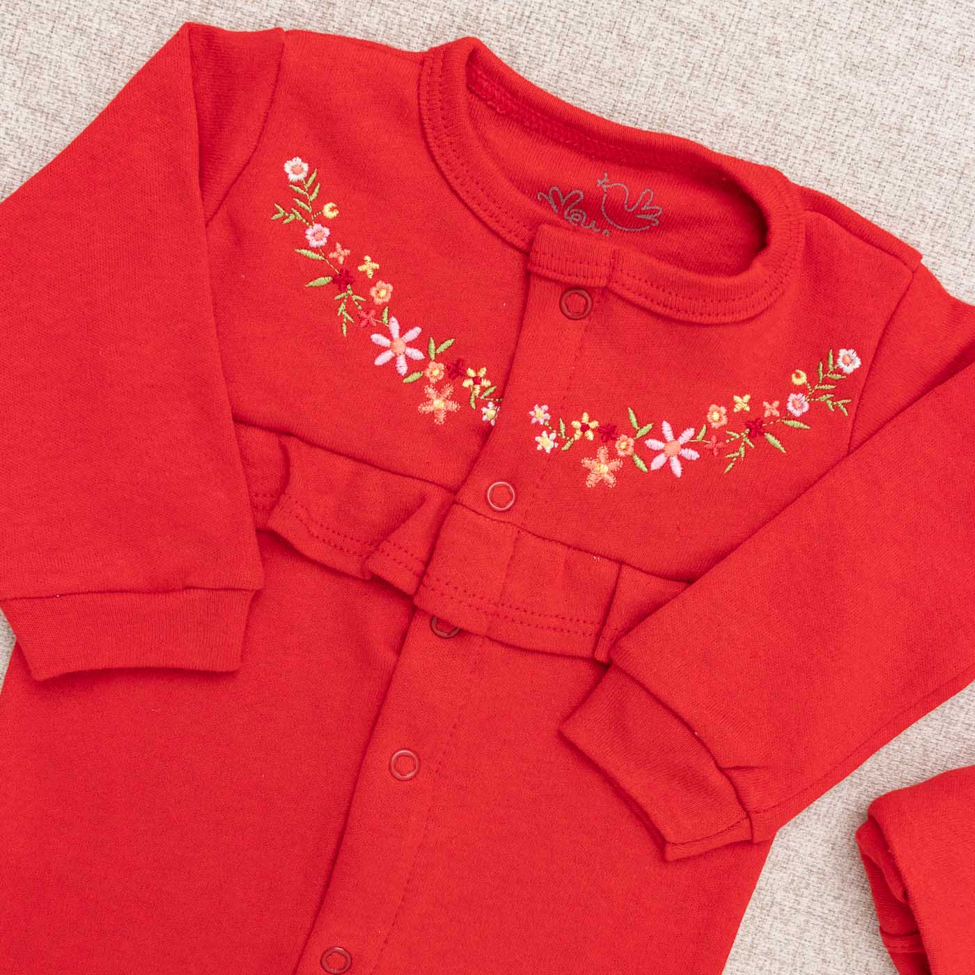 Saída Maternidade Bebê Suedine Floral Vermelho - Imagem 2