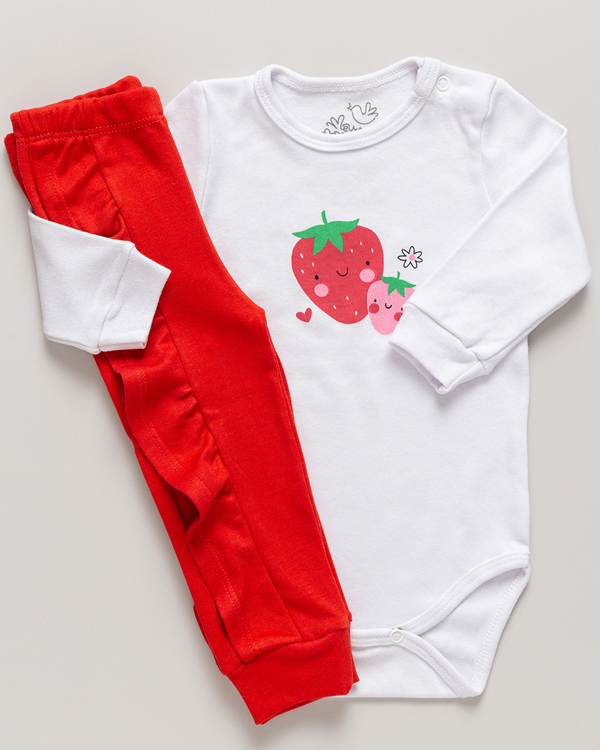 Conjunto Bebê Body e Calça Meu Pedacinho Moranguinhos - Imagem 3
