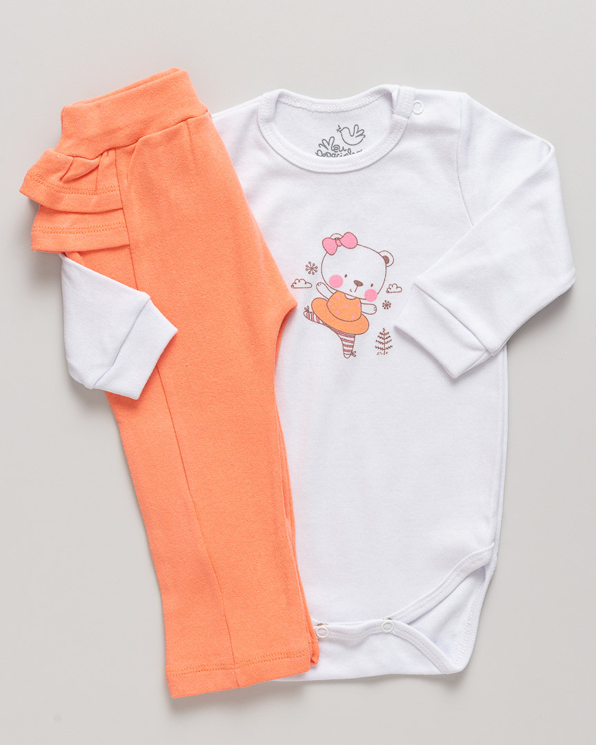 Conjunto Bebê Body e Calça Ursinha Bailarina Branco - Image 5