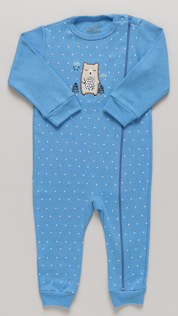Macacão Bebê de Suedine com Zíper Ursinho Marinheiro