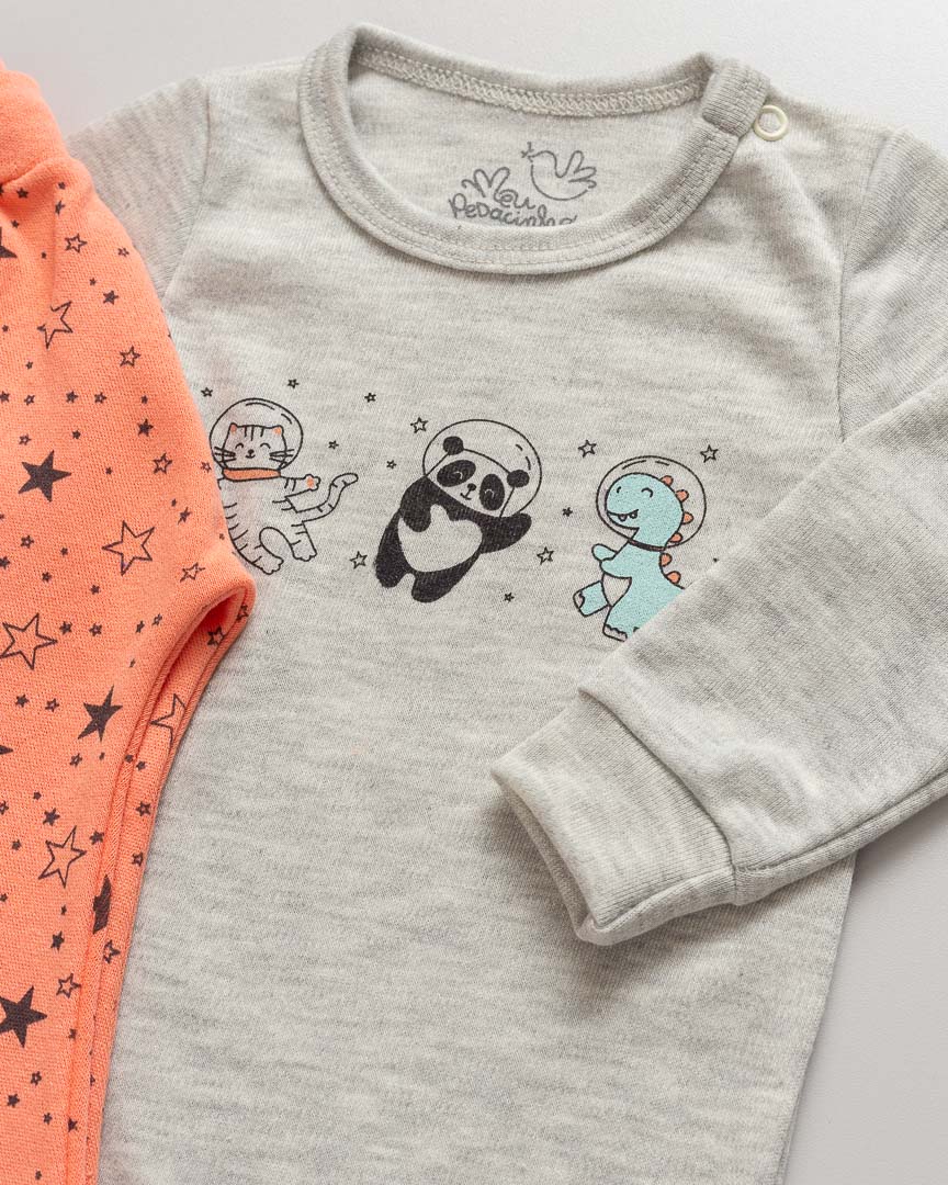 Conjunto Bebê Body e Calça Astronautas Mescla - Imagem 2