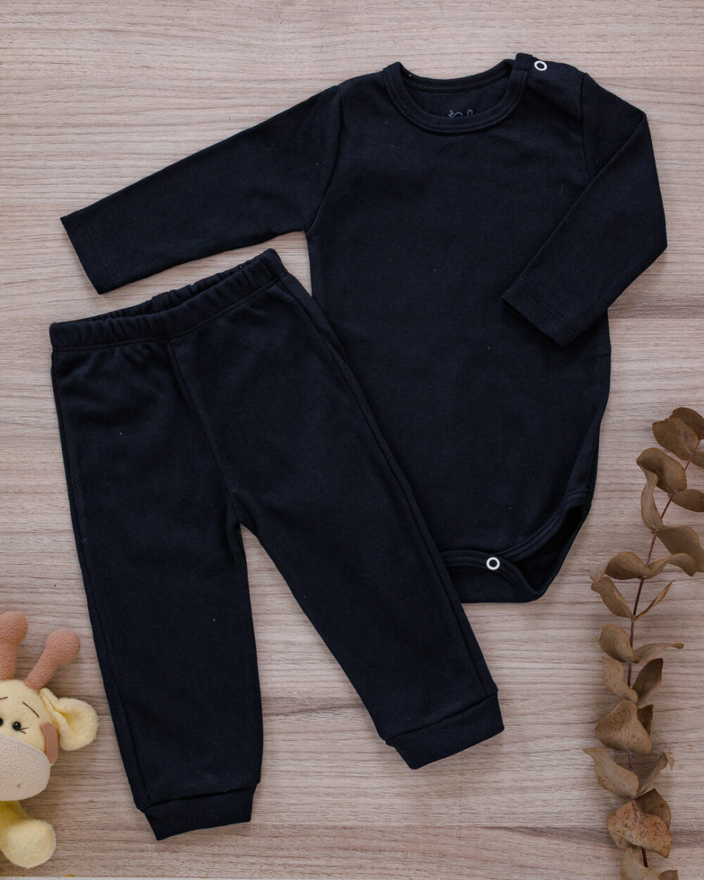 Conjunto Pagão Bebê Body e Calça Básico Preto