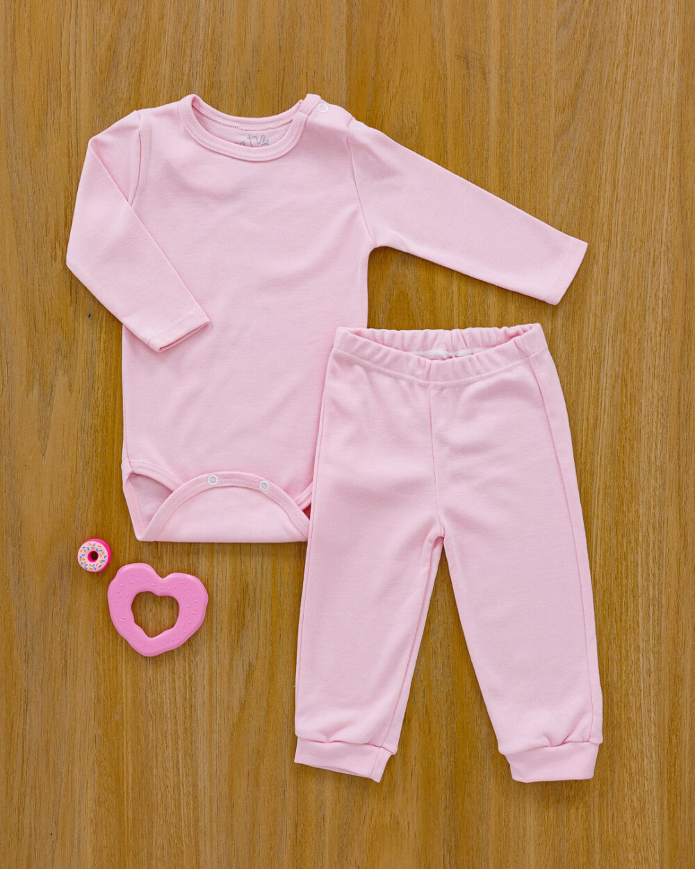 Conjunto Pagão Bebê Body e Calça Básico Rosa Bebê