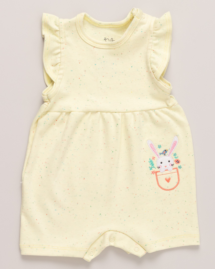 Macacão curto Bebê Coelhinha Amarelo