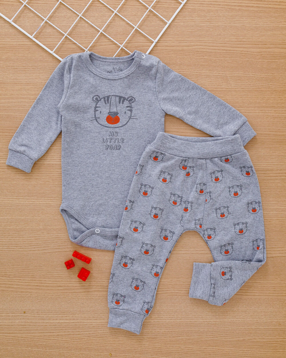 Conjunto Bebê Body e Calça Tigre Mescla