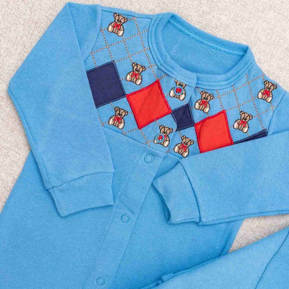 Saída Maternidade Bebê Suedine Urso Azul - Image 2
