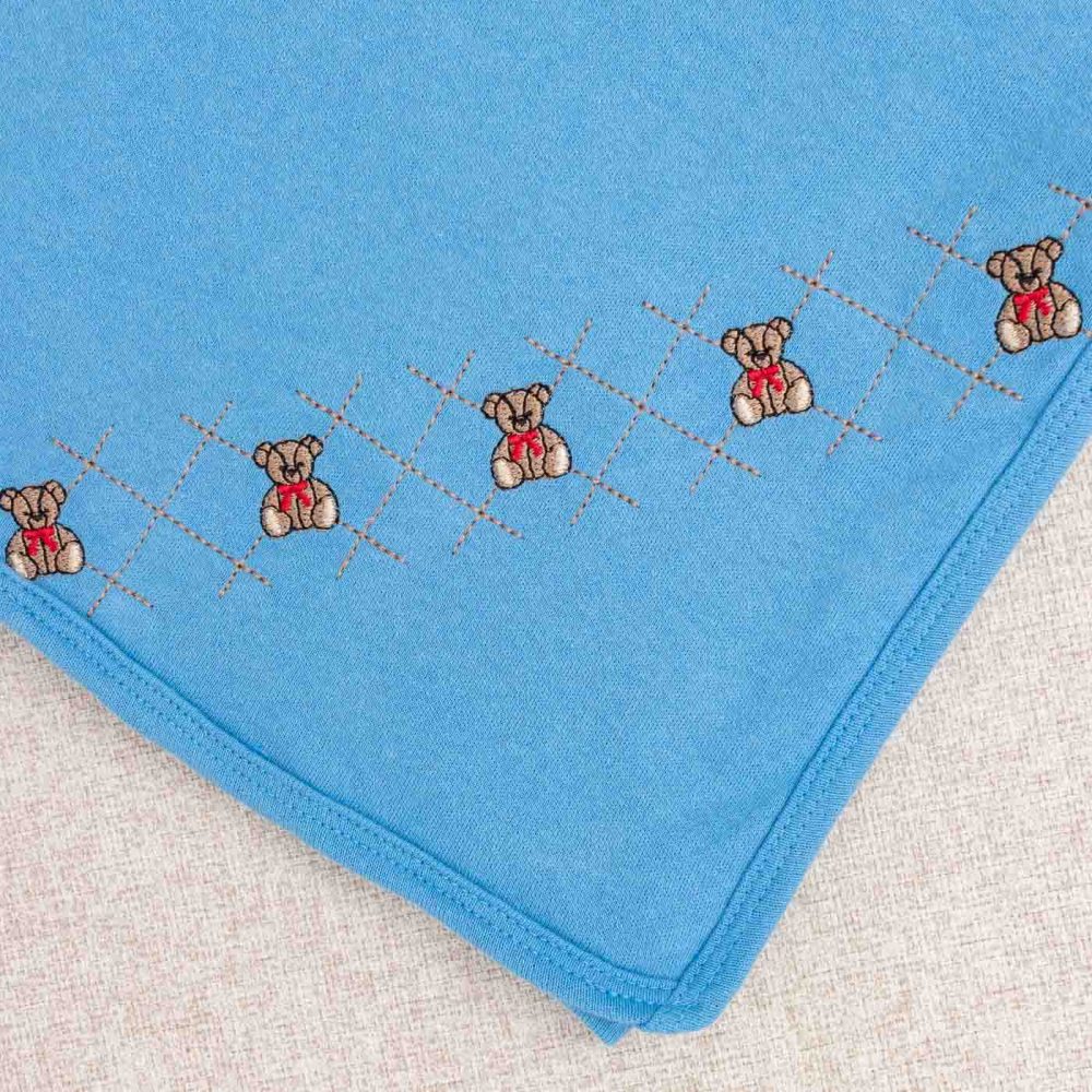 Saída Maternidade Bebê Suedine Urso Azul - Image 3