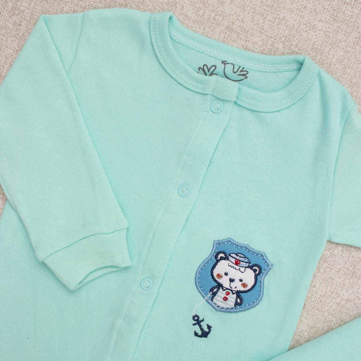 Saída Maternidade Bebê Suedine Marinheiro Menta - Imagem 3