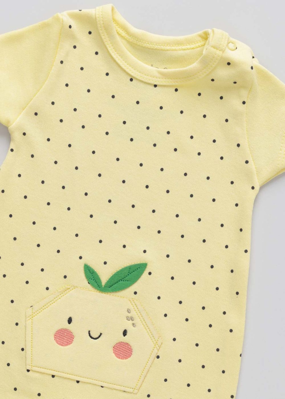 Macacão Romper Bebê Manga Curta Limão Amarelo - Image 2
